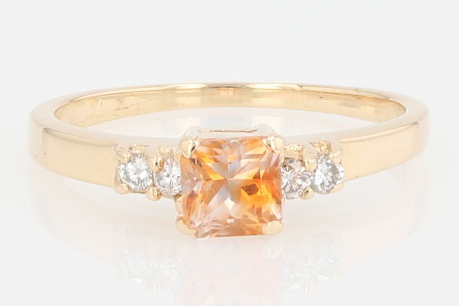 .82ctw Orange Sapphire with Diamond Accents Ring 14k Yellow Gold Size 6.25