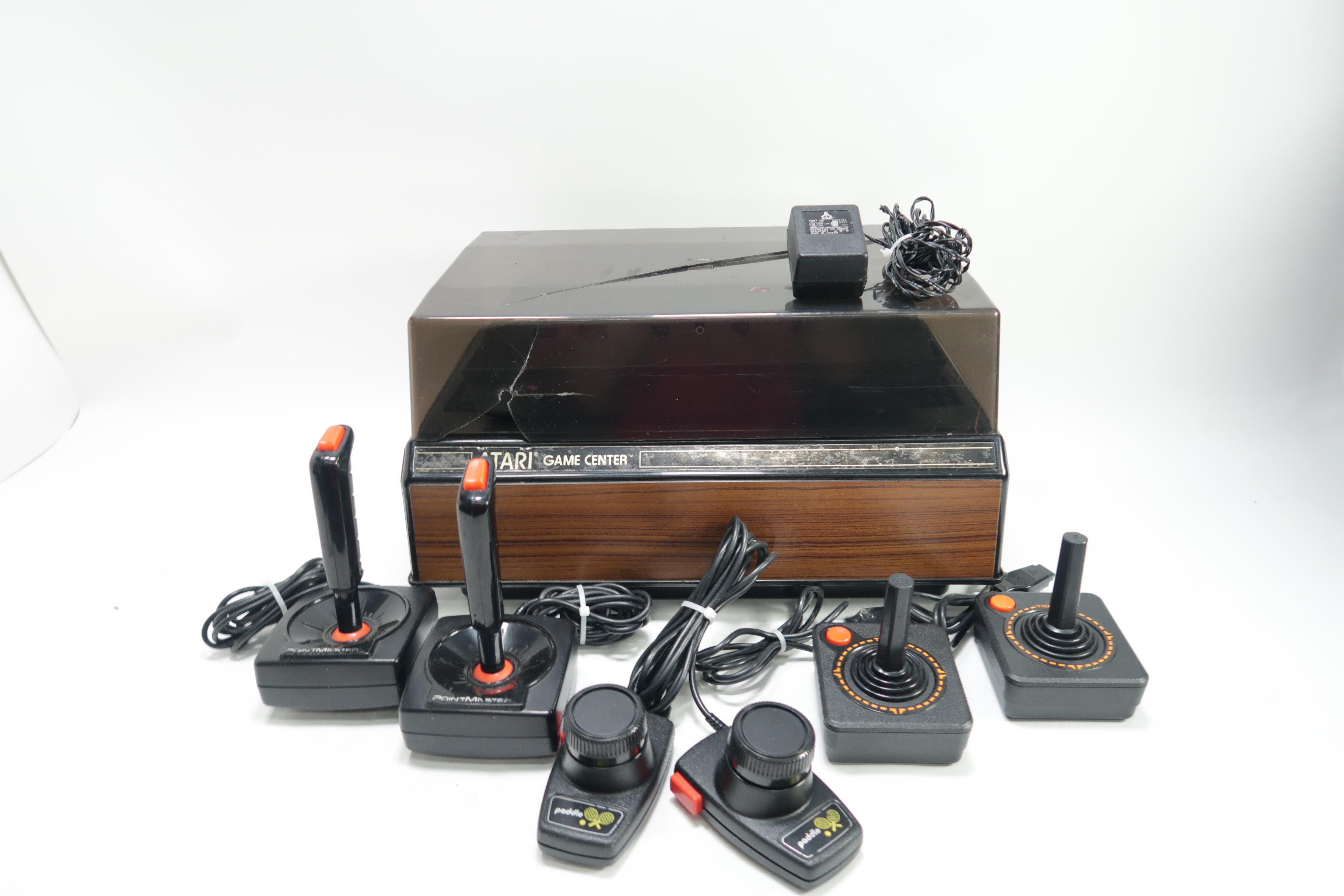 Atari CX2600A Game Center Wood Grain Case 6 Controllers Assortment