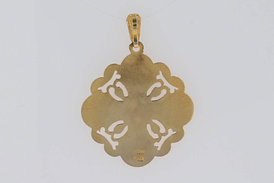 Diamond Cut Filigree Statement Pendant without Chain 18k Yellow Gold 3.