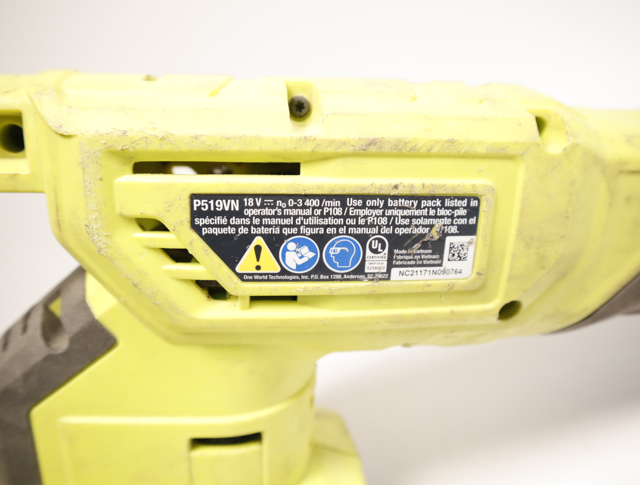 Ryobi P519VN 18V Cordless Reciprocating Saw Kit