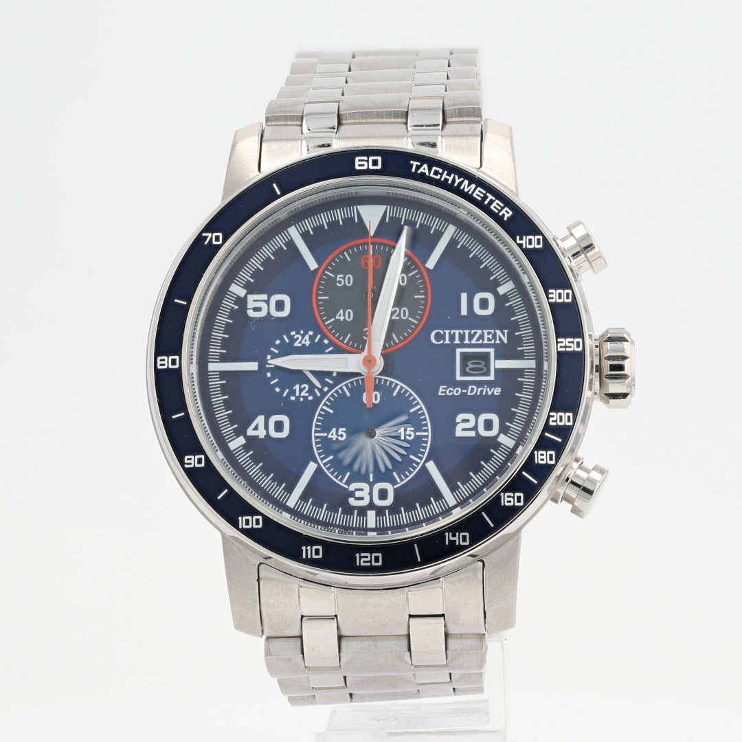 Citizen Eco-Drive 44mm Blue Dial Chronograph Stainless Steel