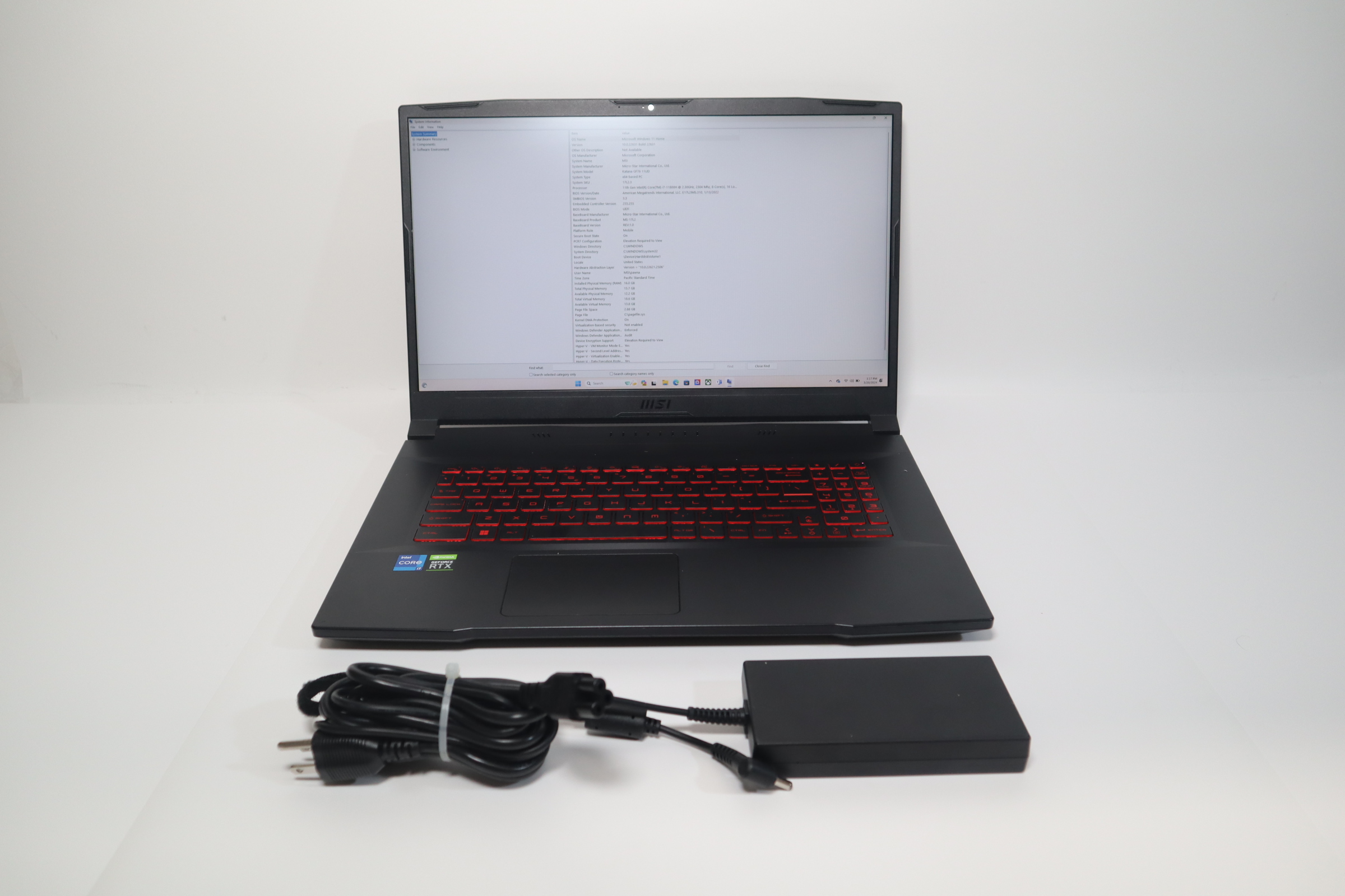 MSI Katana GF76 11UD-001US Intel Core i7-11800H 2.3GHz 16GB RAM 