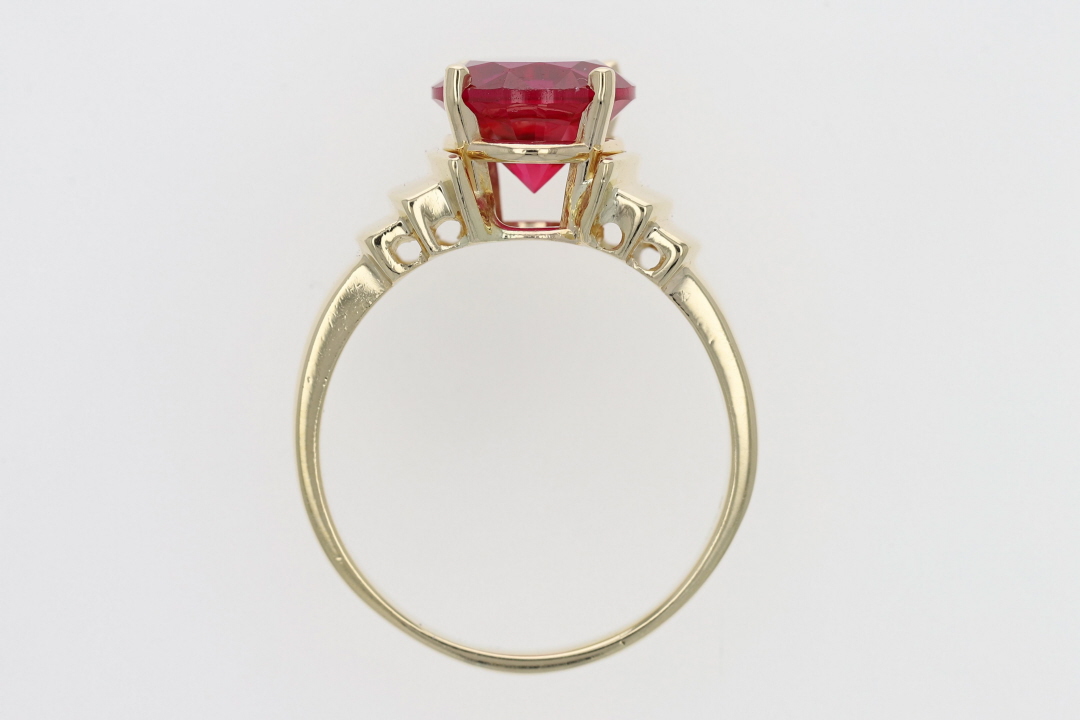 4.58ct Round Lab-Created Ruby Solitaire Statement Ring 14k Yellow Gold ...