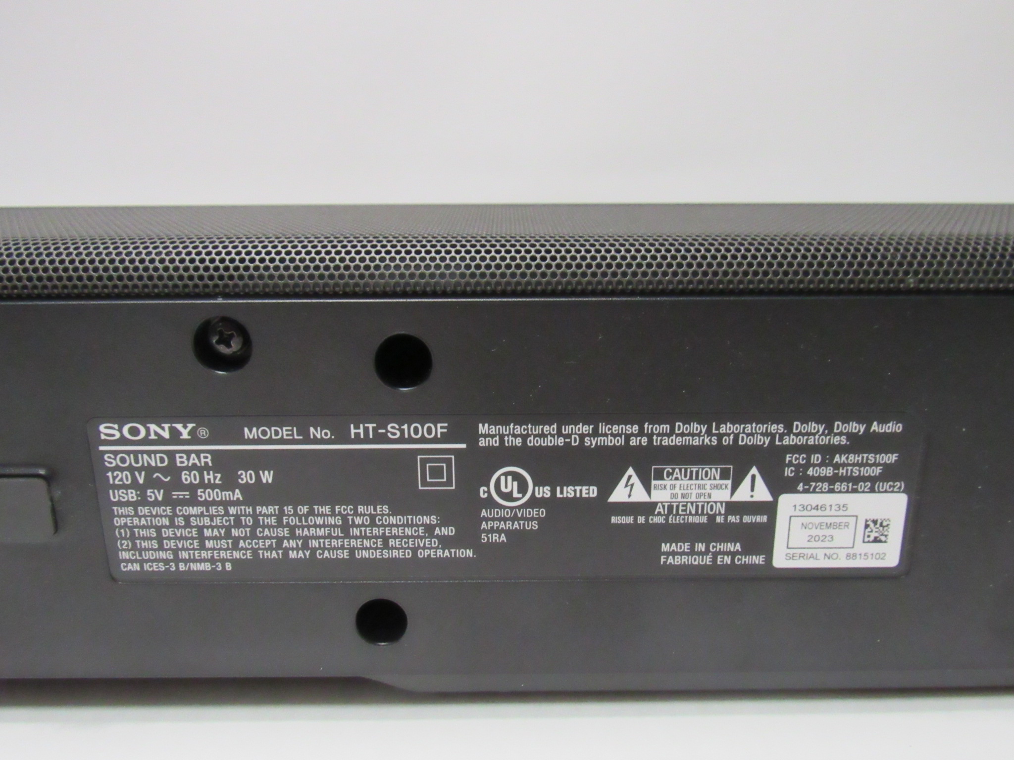Sony HT-S100F 2.0 Bluetooth Soundbar Black