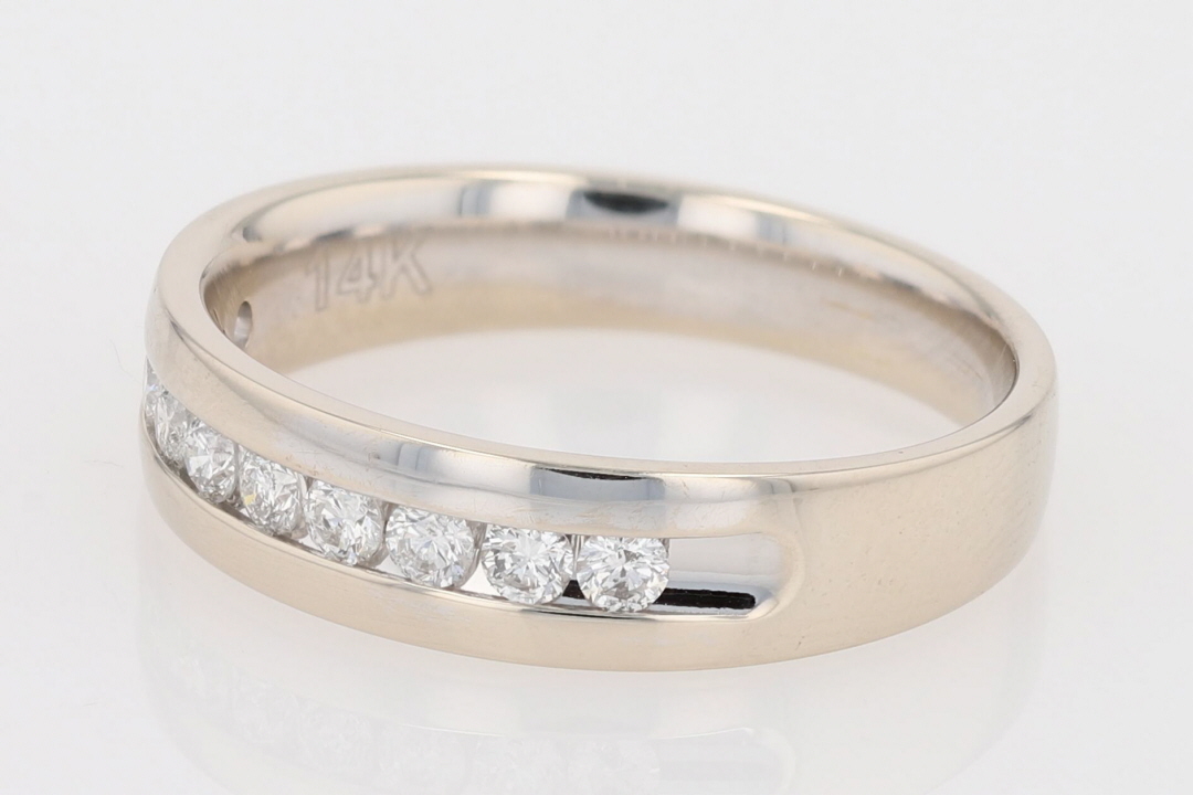.53ctw Round Cut Diamond Channel-Set Wedding Band Ring 14k White Gold ...