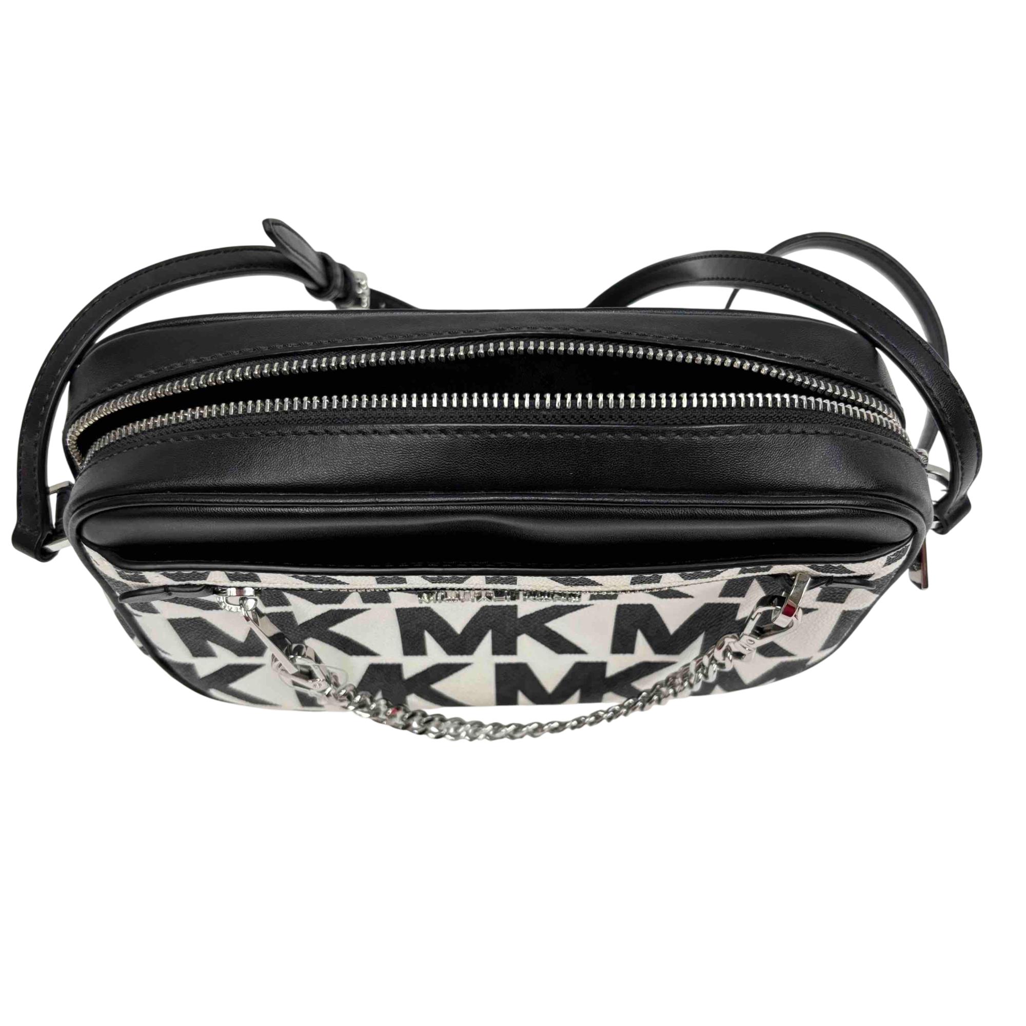 Michael Kors 35F1STTC7R Monogram Black and White Crossbody Bag