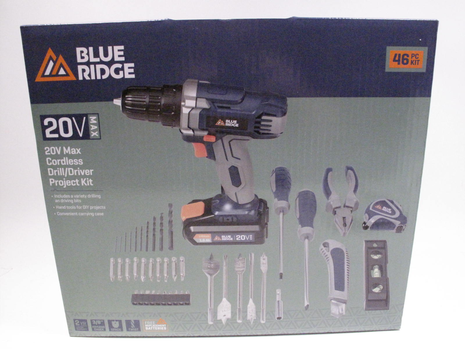 Blue Ridge BR2812U 46Piece Cordless Drill/Driver Project Kit 20V