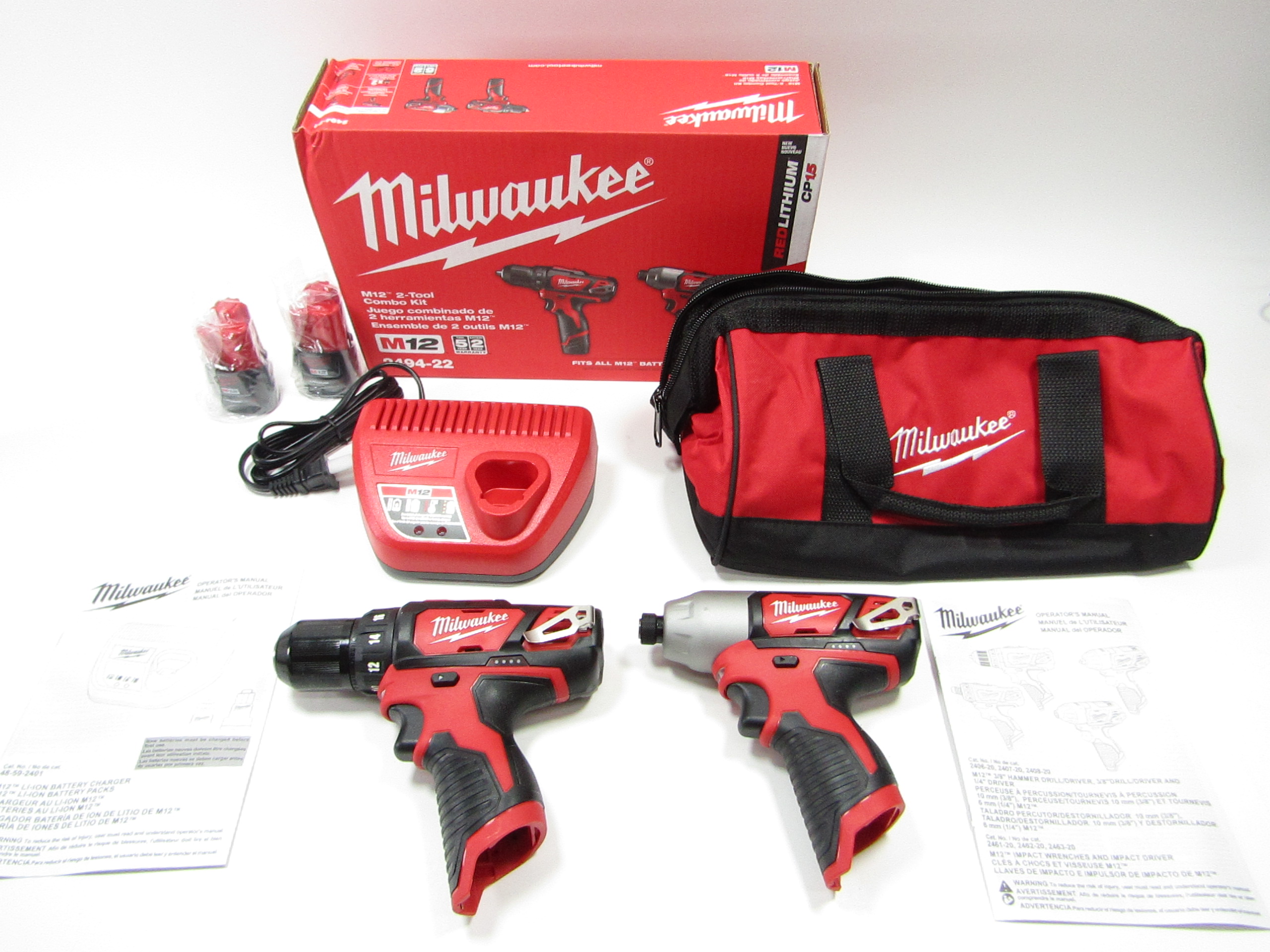Kit Perceuse à Percussion Sans Fil Milwaukee M12 2494-22 (sans Boîte)