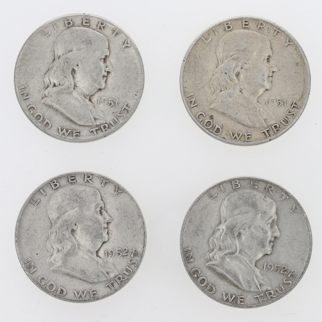 1951 - 1963 Benjamin Franklin Liberty Bell Silver Half Dollar Set of 30 ...