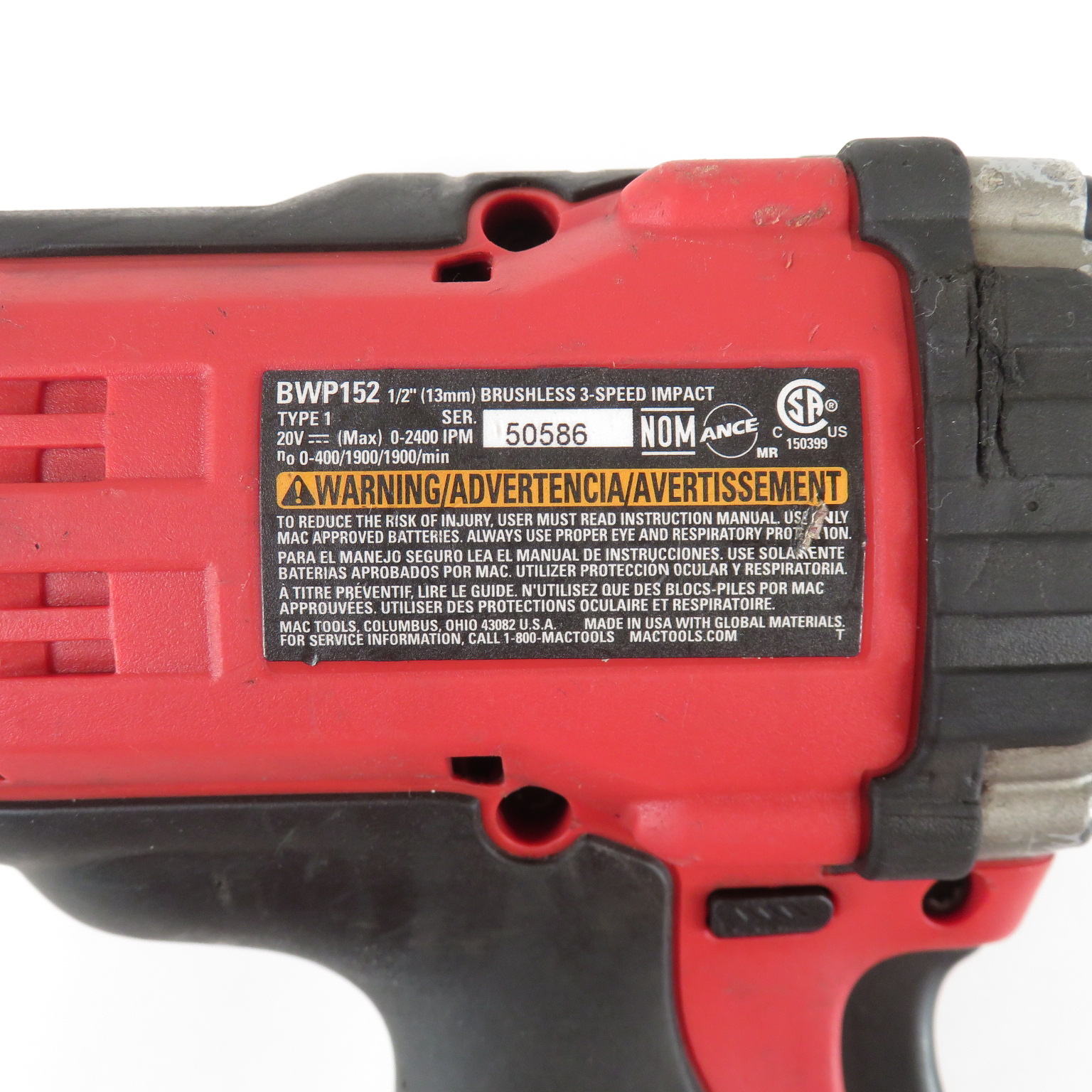 Mac Tools BWP152 20V MAX 1/2