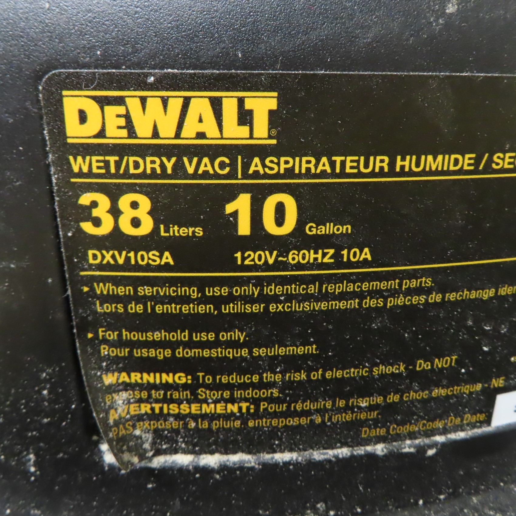 DeWalt DXV10SA 10 Gallon 5.0 HP 120V Corded Wet/Dry Vacuum (Local Pick ...