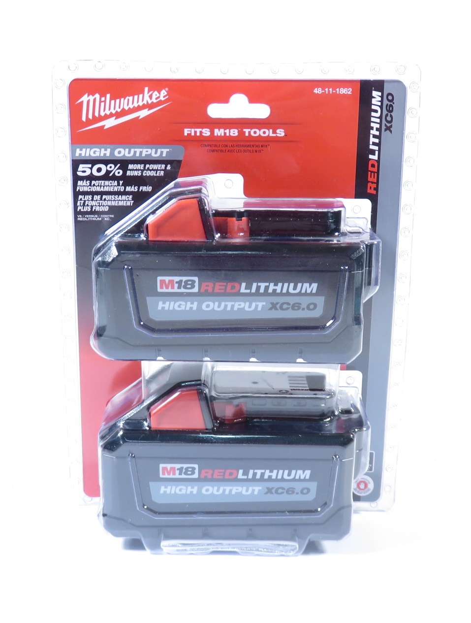 Milwaukee M18 Red Lithium 6.0Ah High Output Battery (2 Pack) 48-11-1862