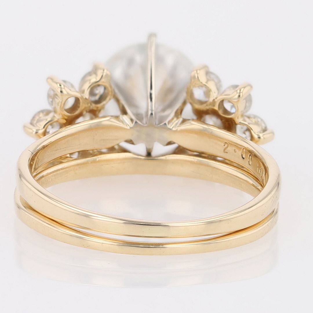 GIA® 2.62ctw Round Cut Diamond Wedding Set Rings 14k Yellow Gold Size 6.25