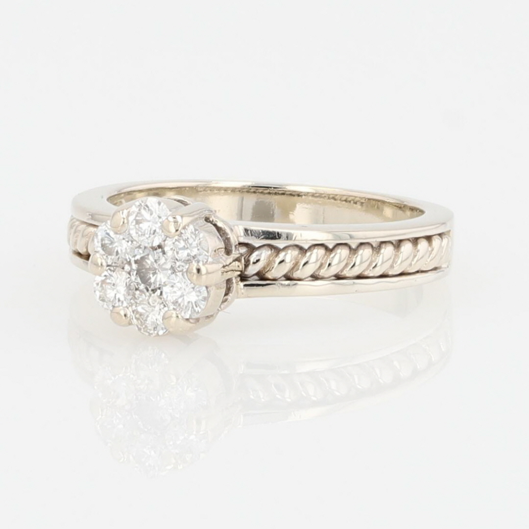 Diamond Ring Rope .44ctw Round Diamond Cluster Rope Design Engagement Ring 14k White Gold ...