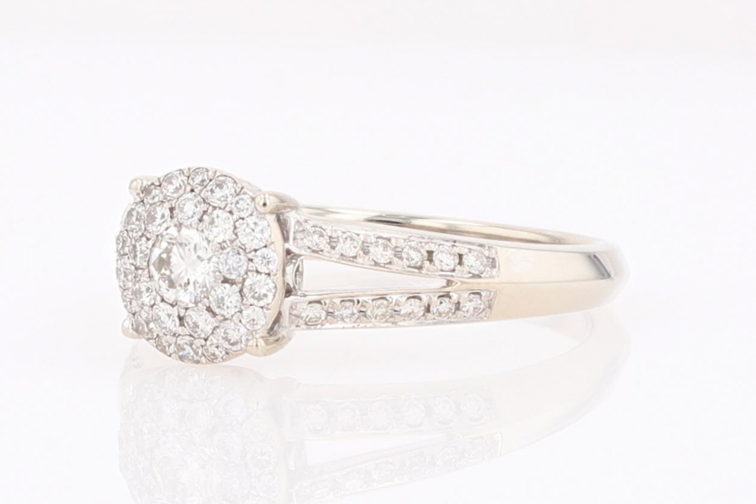 .40ctw Round Cut Diamond Double Halo Engagement Ring 14k White Gold Size 7
