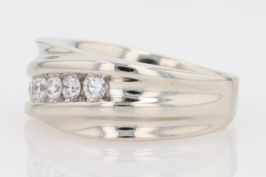 .45ctw Round Cut Diamond Channel-Set Wedding Band Ring 14k White Gold ...
