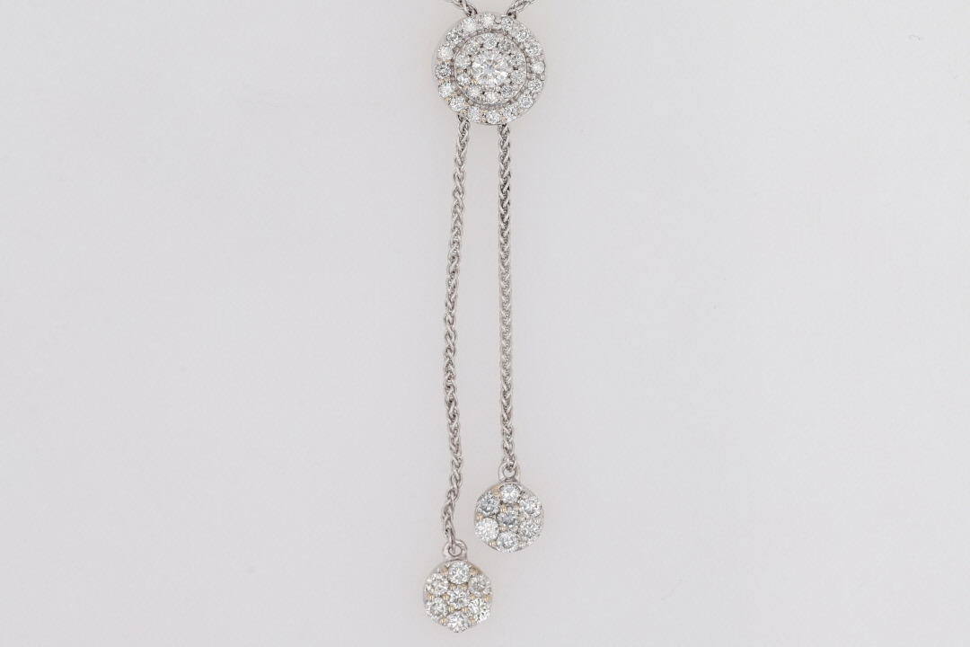 .46ctw Round Cut Diamond Cluster Lariat Style Bolo 26" Necklace 14k ...