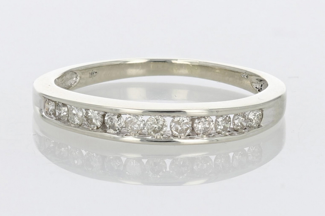 .18ctw Round Cut Diamond Channel-Set Wedding Band Ring 14k White Gold ...