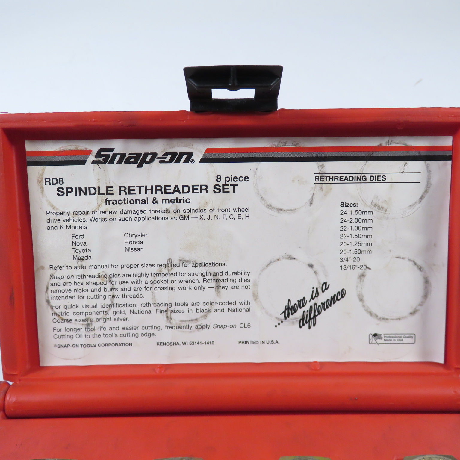 Snapon Tools RD8 8Piece Spindle Rethreading Set