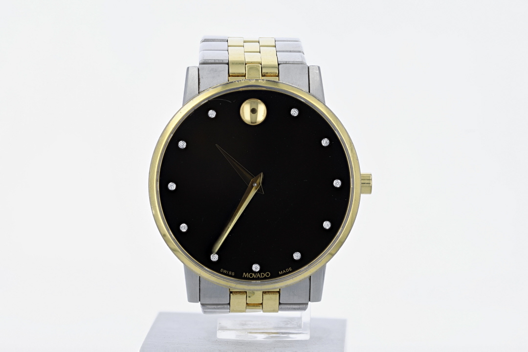 Movado Museum Classic Black Dial Diamond Accent Quartz Men's