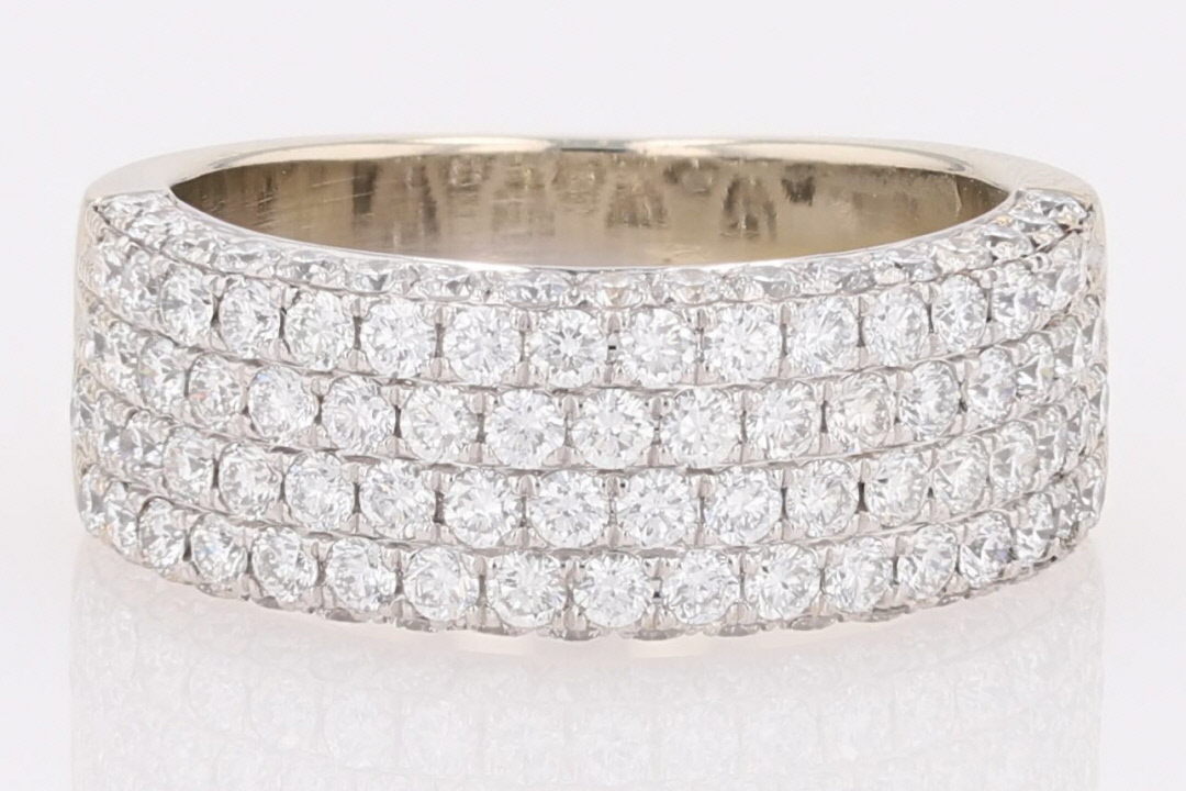 1.54ctw Round Cut Diamond Cluster Wedding Band Ring 14k White Gold Size 5