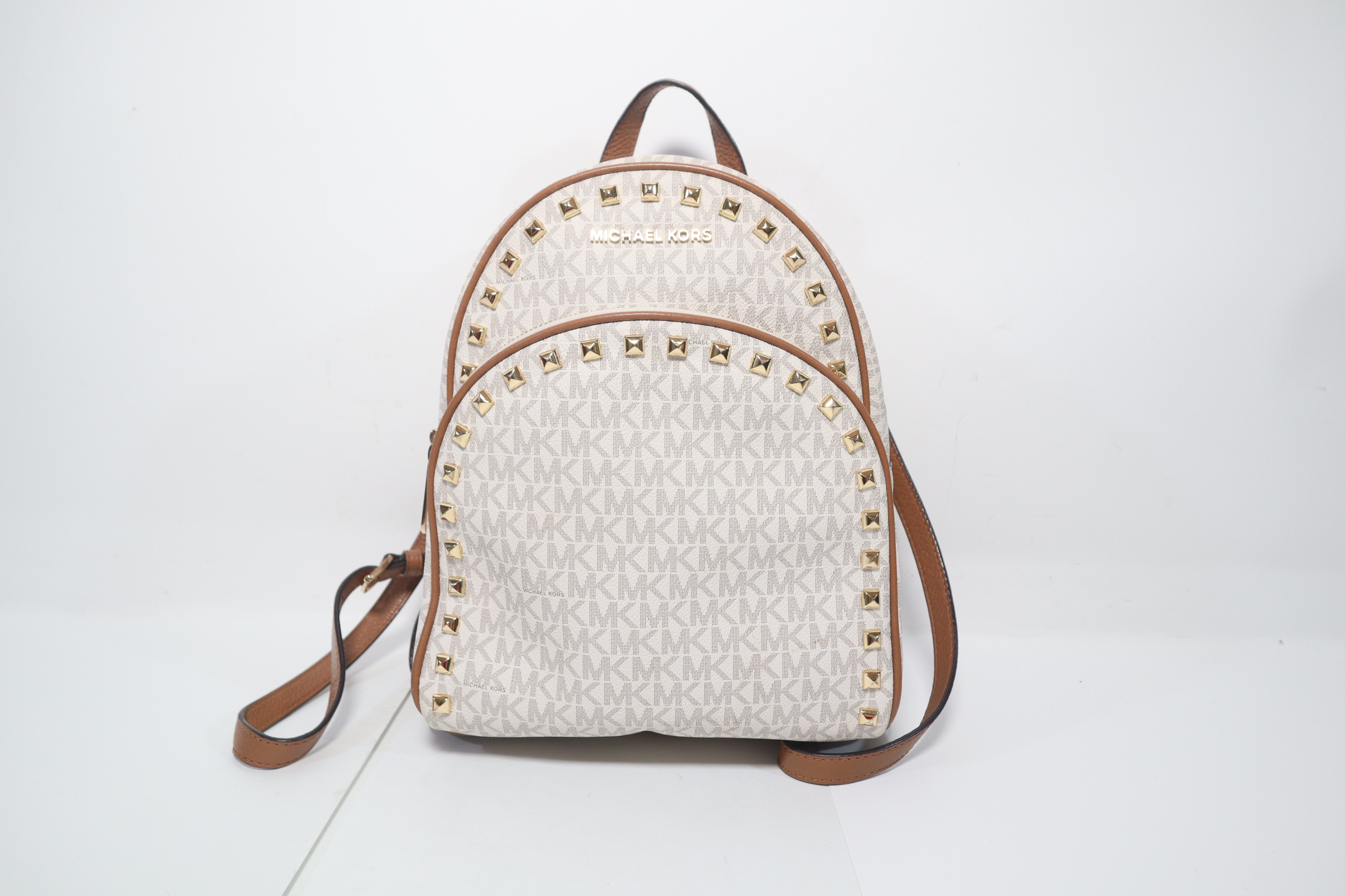 Michael Kors backpack Abbey vanilla/acorn frame out stud Michael Kors ABBEY 35S9GAYB6B Medium Frame Out Stud Backpack  main image 2