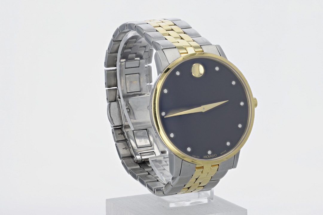 MOVADO | Amorosa Black Museum Dial Diamond Accents-NEW Battery Movado Museum Classic 40MM Black Dial Diamond Men main image 2
