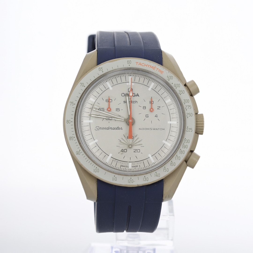 Swatch Bioceramic Moonswatch Mission to Jupiter Beige Dial Men's