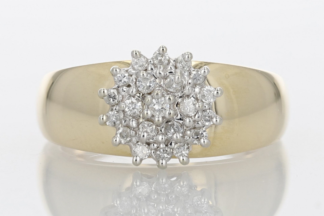 .26ctw Round Cut Diamond Cluster Engagement Ring 10k Multi-Tone Gold Size 7