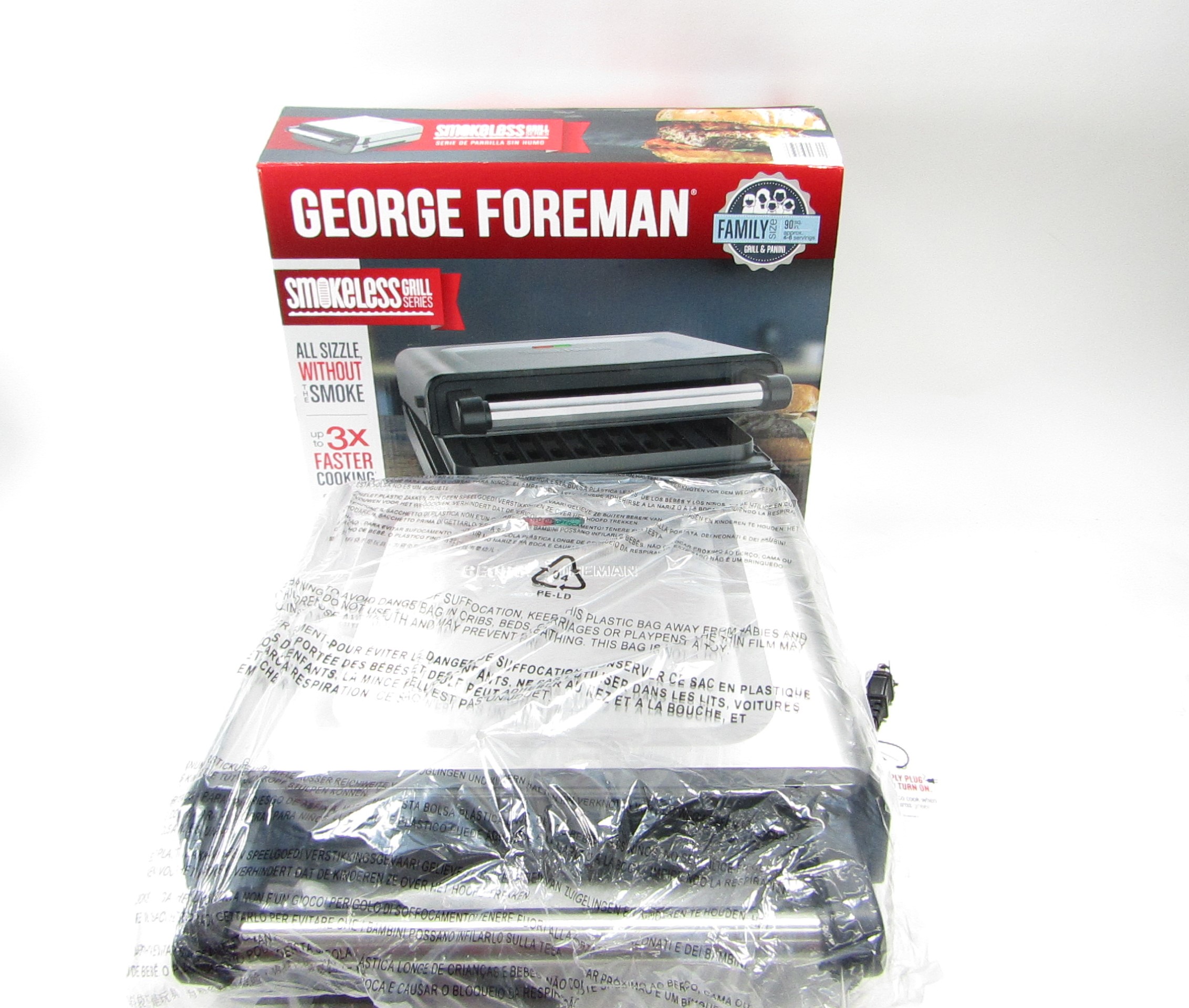George Foreman Smokeless Grill Series Family Size 90 Sq. In Grill / Panini