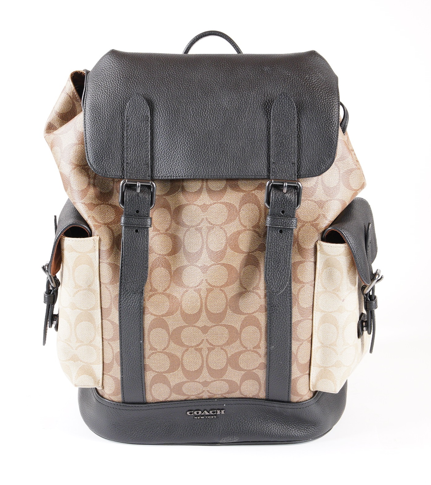 Coach Hudson Signature Canvas Pebble Leather Adjustable Backpack