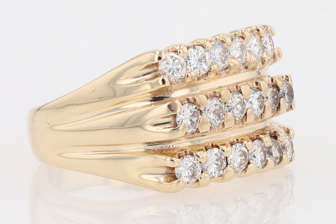 .80ctw Round Cut Diamond Prong Set Statement Band Ring 14k Yellow Gold ...