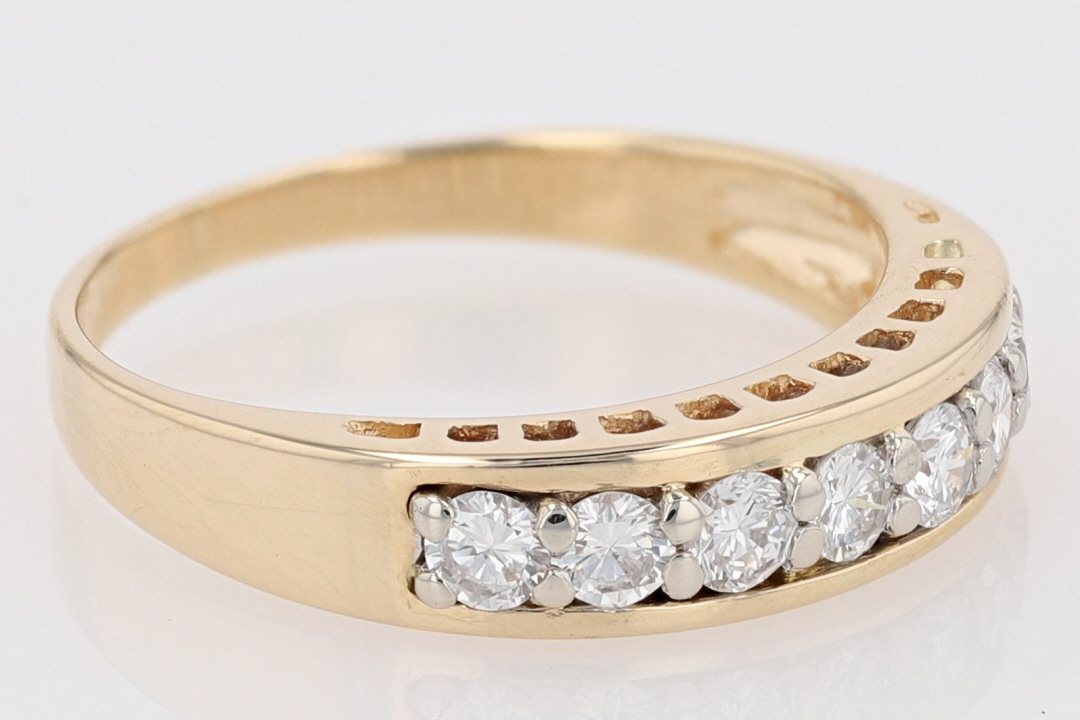 .37ctw Round Cut Diamond Prong Set Wedding Band Ring 14k Yellow Gold Size 6