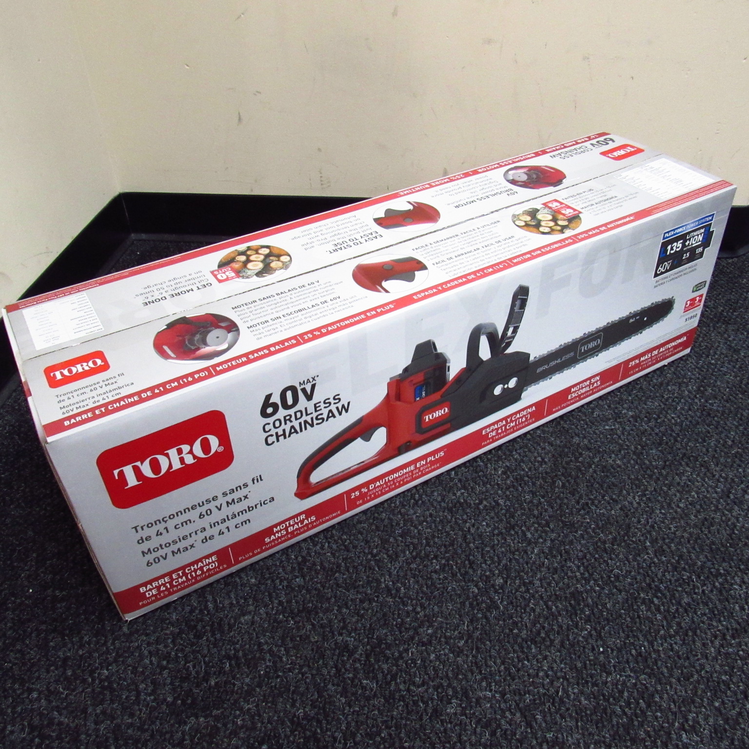 Toro 51850 60V Max Cordless Brushless Chainsaw 16'' Bar/Chain