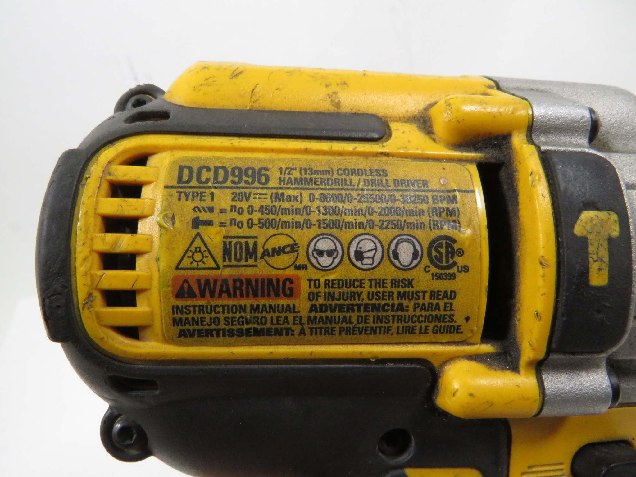 DeWalt DCD996 20V 1/2" Cordless Hammer Drill/Driver