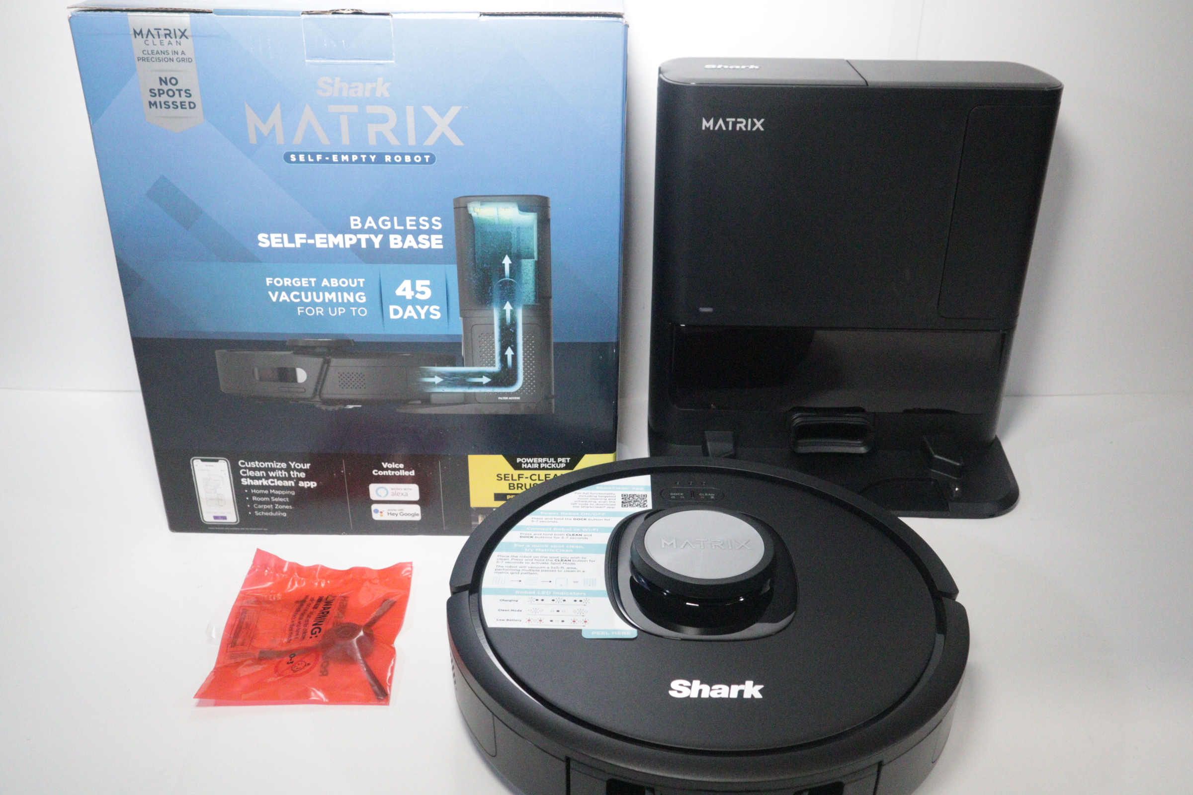 Shark Matrix RV2310AE Black & Silver Wi-Fi Self-Empty Bagless Robot ...