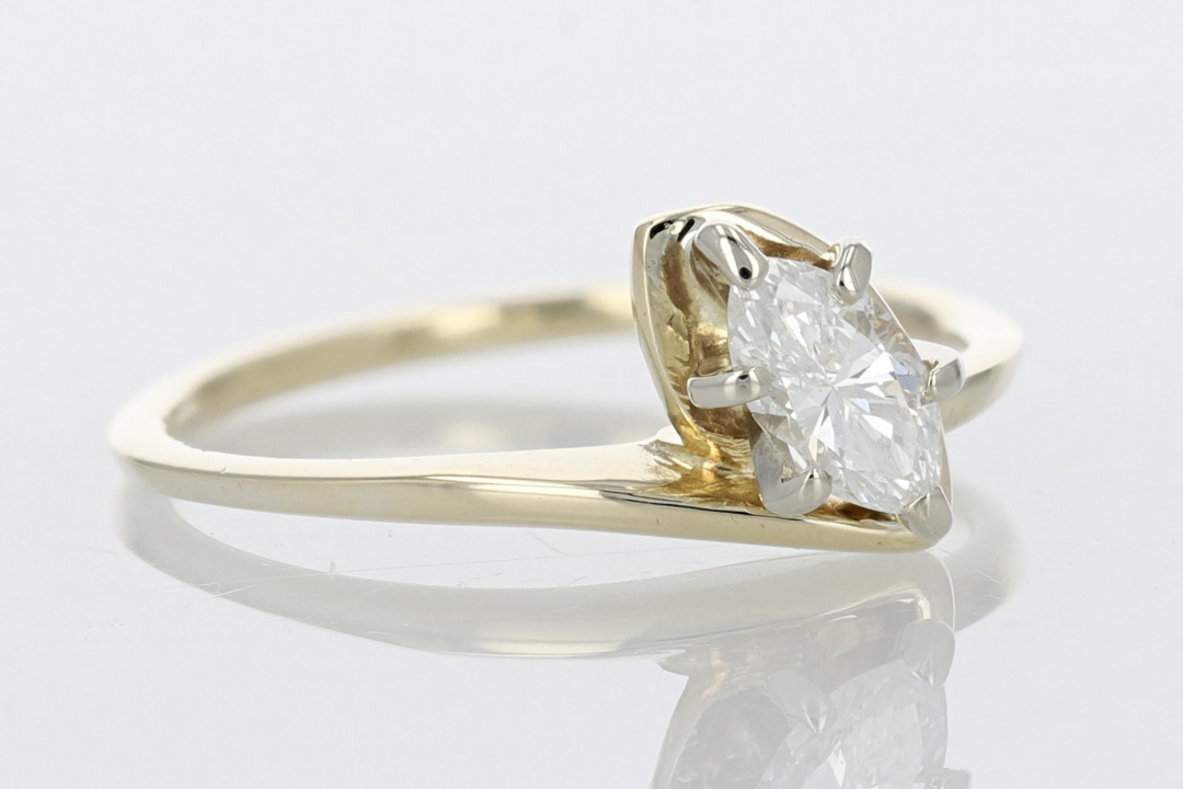 .28ct Marquise Cut Diamond Solitaire Engagement Ring 14k Yellow Gold ...