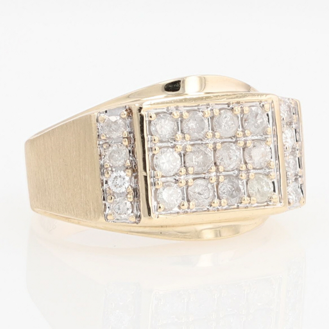Ring.☆.。.:*・° 1.00ctw Round Cut Diamond Cluster Brushed Signet Ring 10k