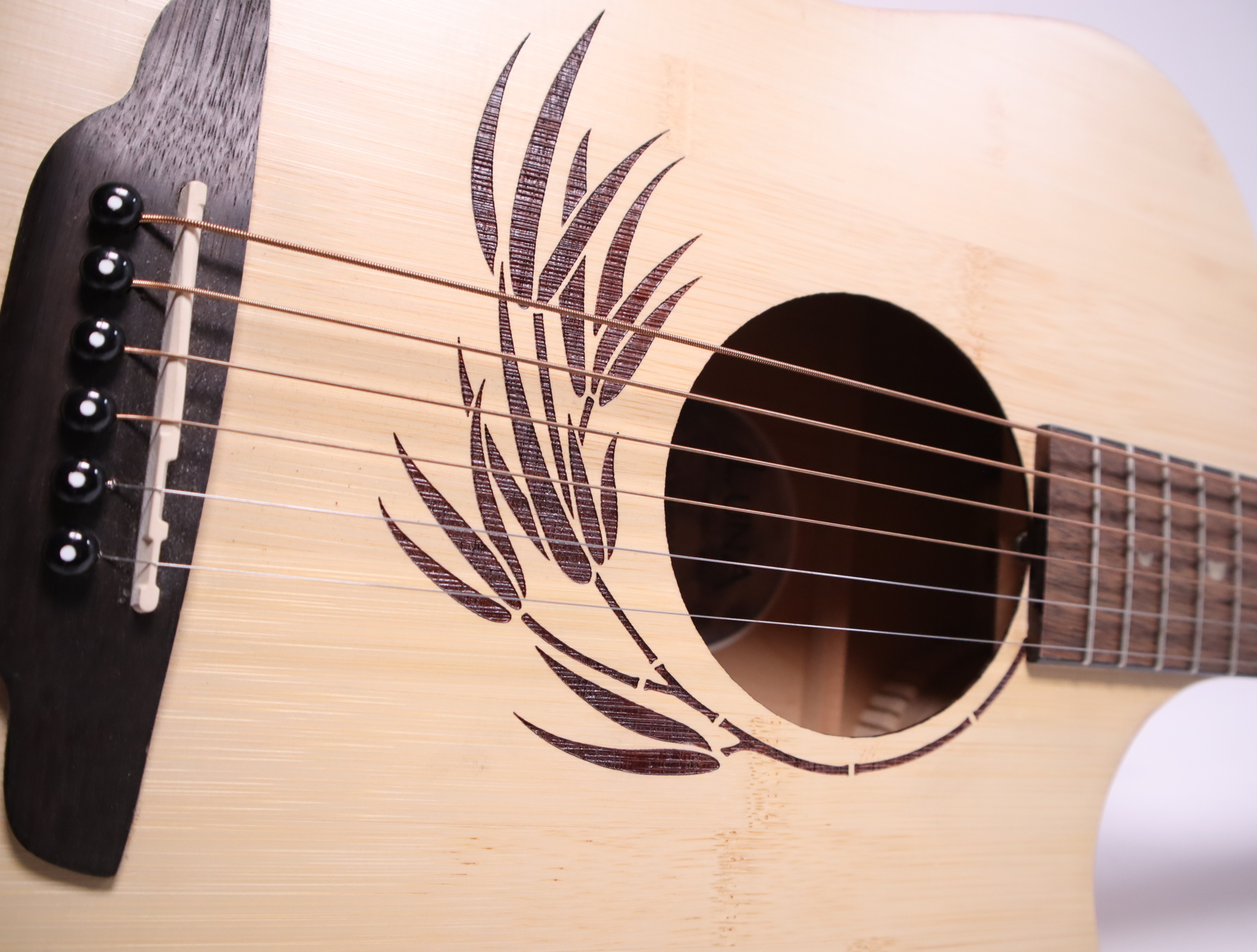 Luna Woodland Bamboo Grand Auditorium Right-Handed Acoustic