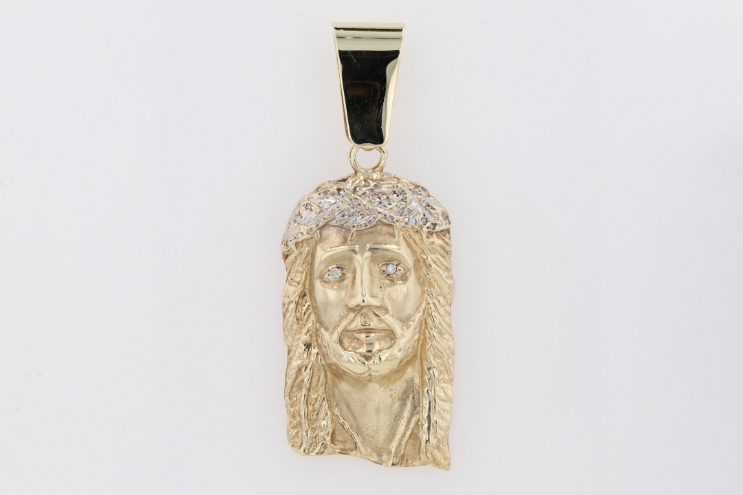 .17ctw Diamond Religious Jesus Christ Face Pendant without Chain 9k