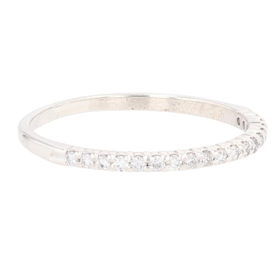 .14ctw Round Cut Diamond Pavé Set Wedding Band Ring 10k White Gold Size 7.5