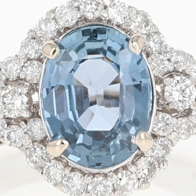 GIA 2.97ctw Oval Sapphire w/Diamond Halo Statement Ring 18k GIA 2.97ctw Oval Sapphire w/Diamond Halo Statement Ring 18k