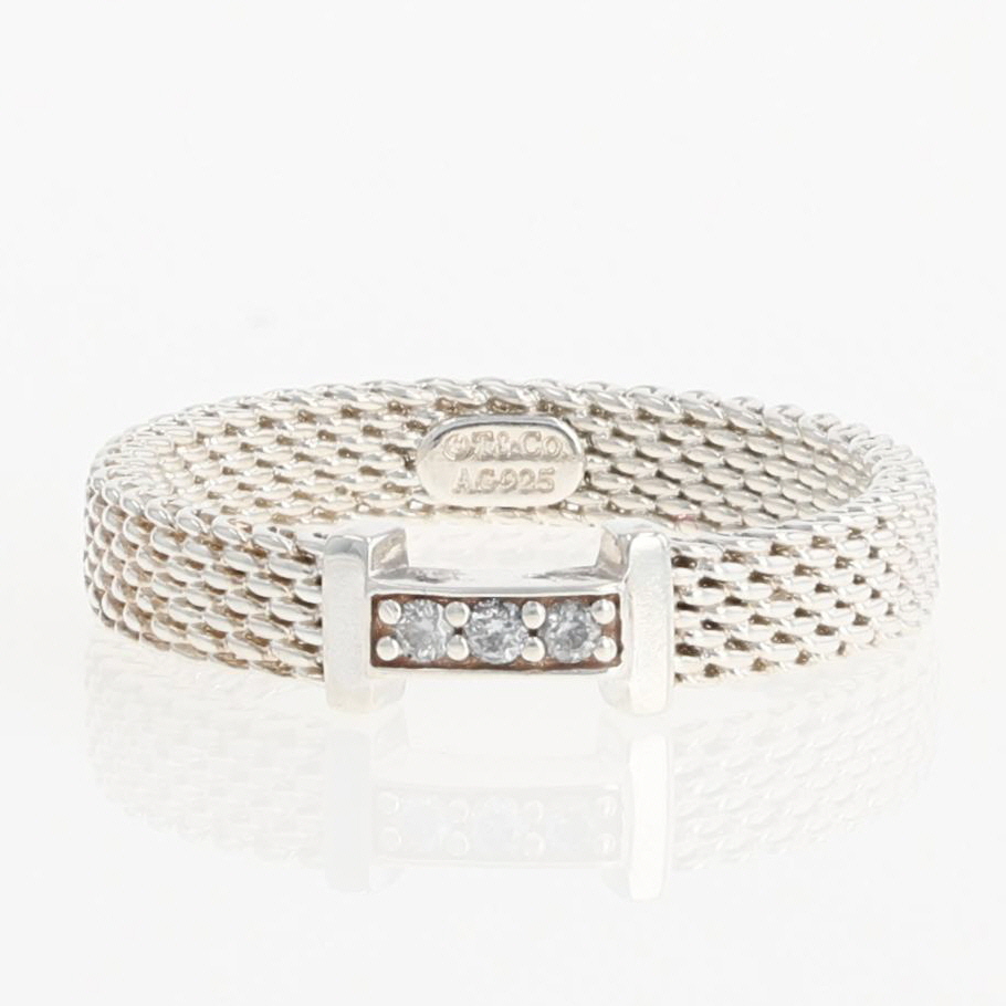 Tiffany Diamond Somerset Mesh Band Ring Sterling