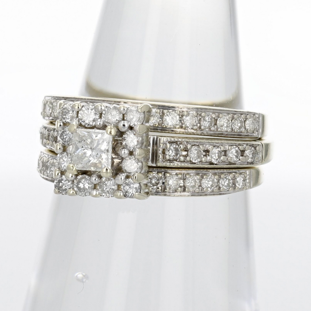 72ctw Princess Cut Diamond Halo Wedding Set Rings 14k White