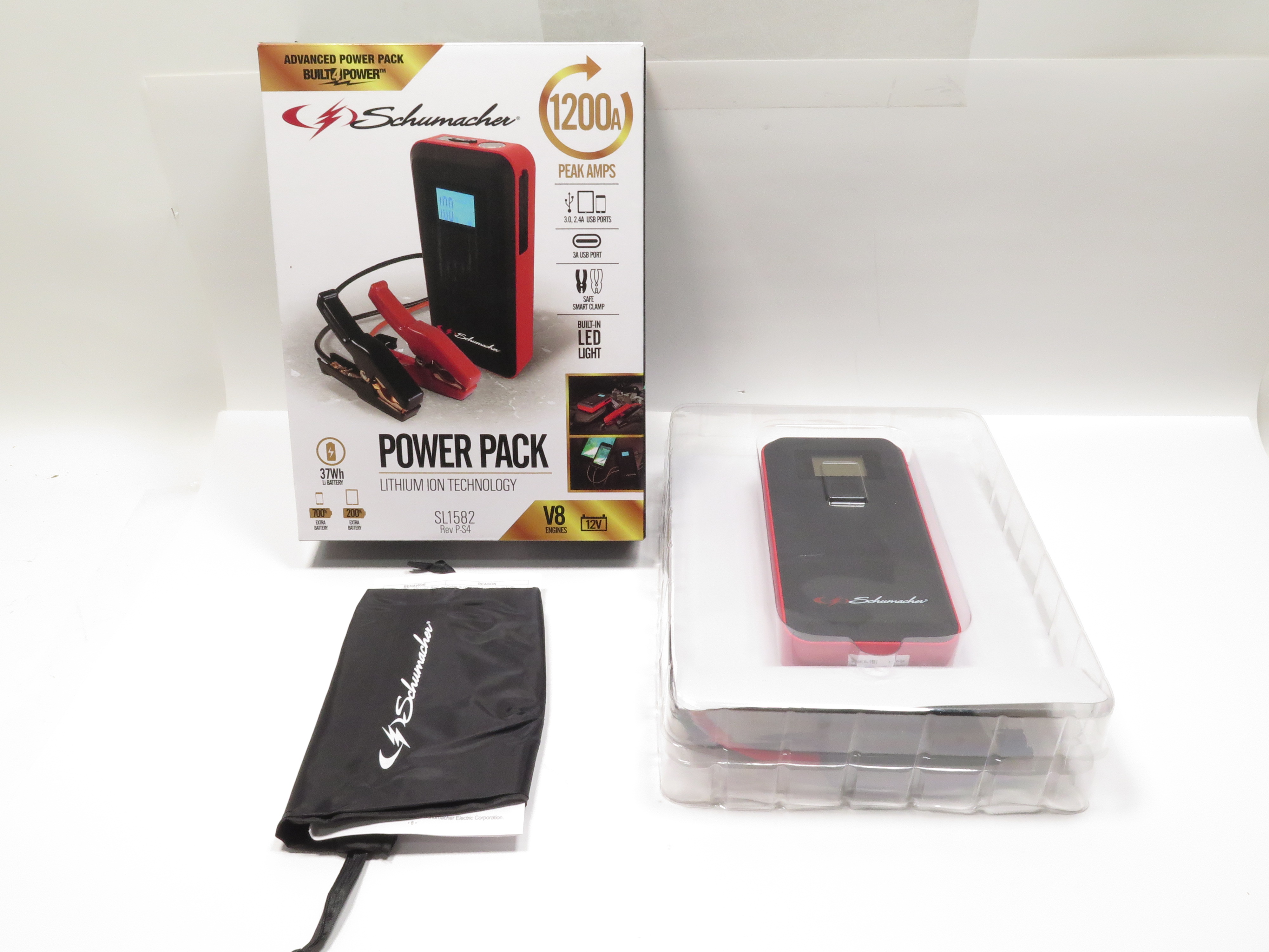 Schumacher SL1582 1200 Peak Amp Lithium Jump Starter / Power Pack 3789