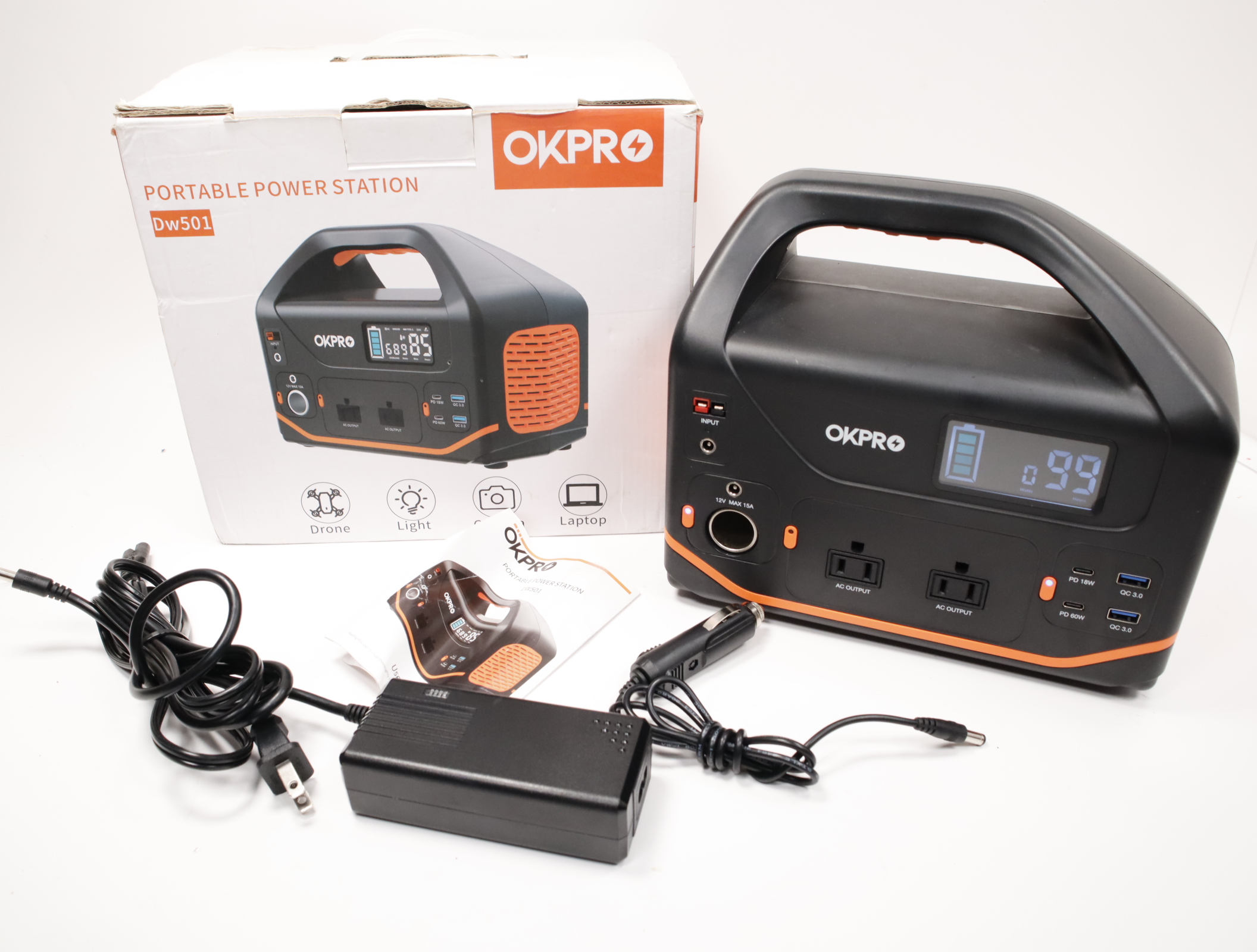 OKPRO DW501 Portable Power Station 555Wh/150,000mAh 2x110V/500W