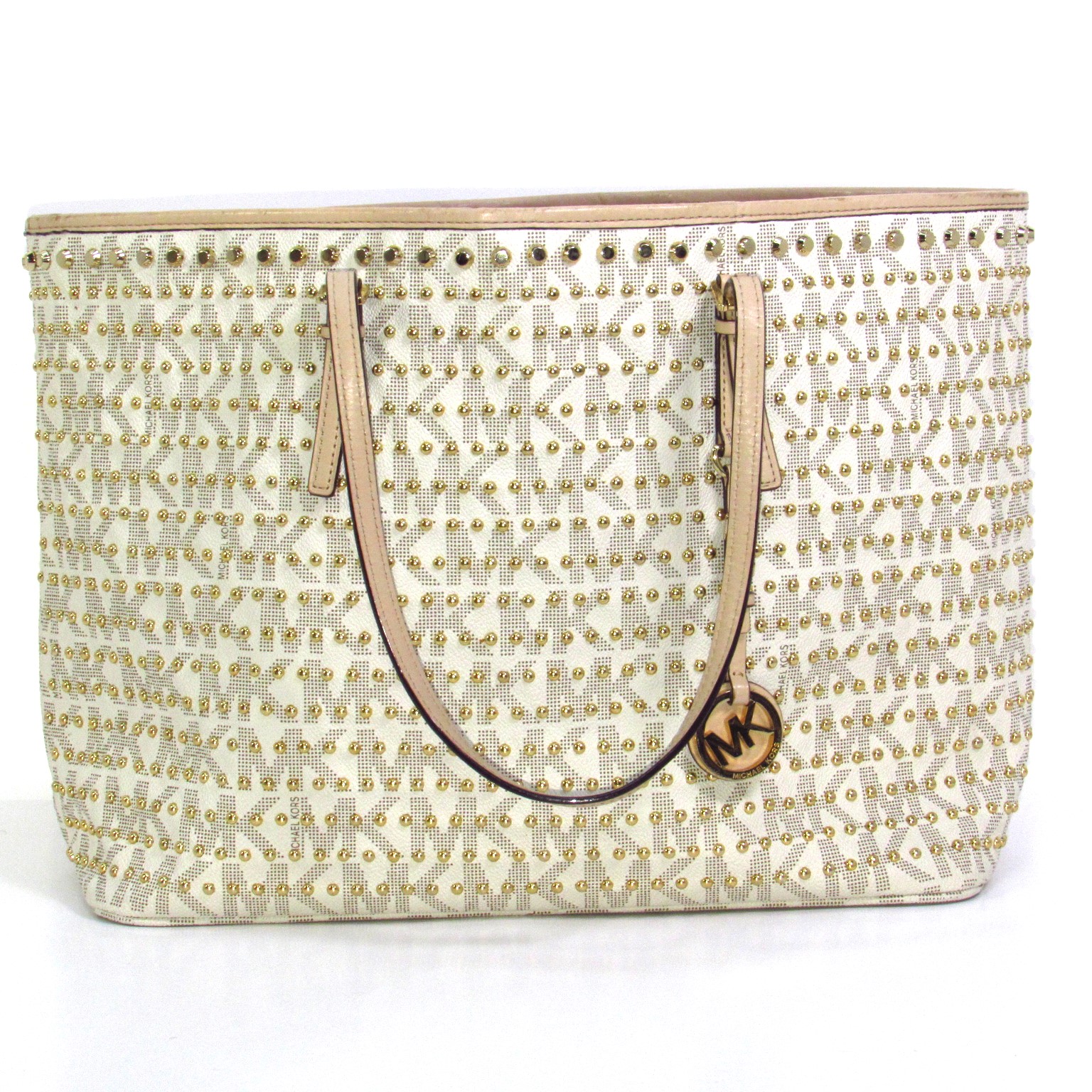 Studded white newest and gold Michael Kors satchel