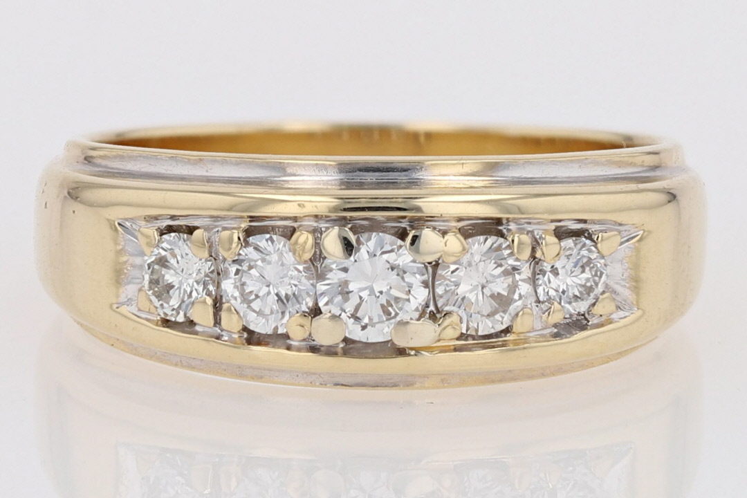 .50ctw Round Cut Diamond Prong Set Wedding Band Ring 14k Yellow Gold ...