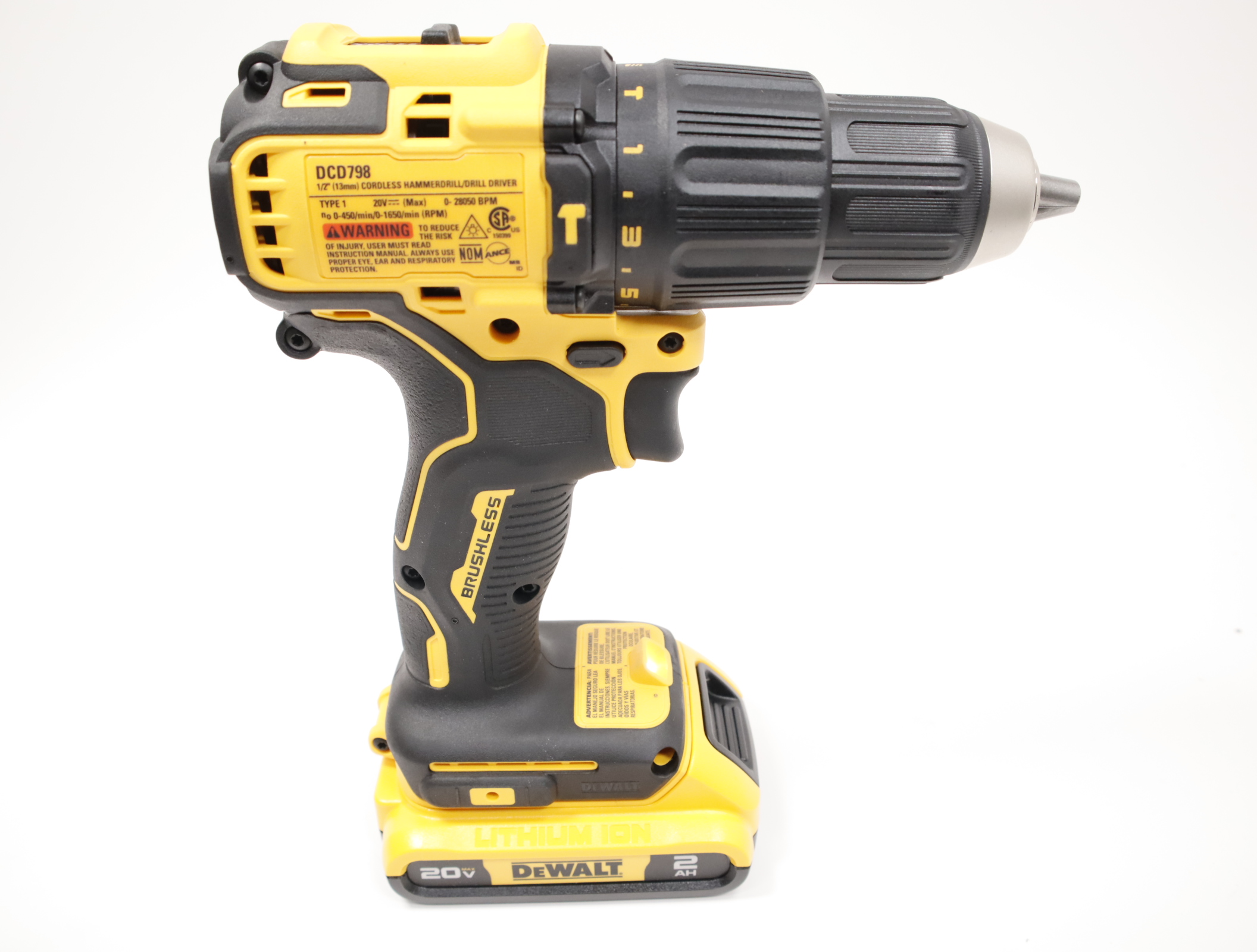 DEWALT DCD798 1/2-in 20-volt Max Variable Speed Brushless Cordless ...