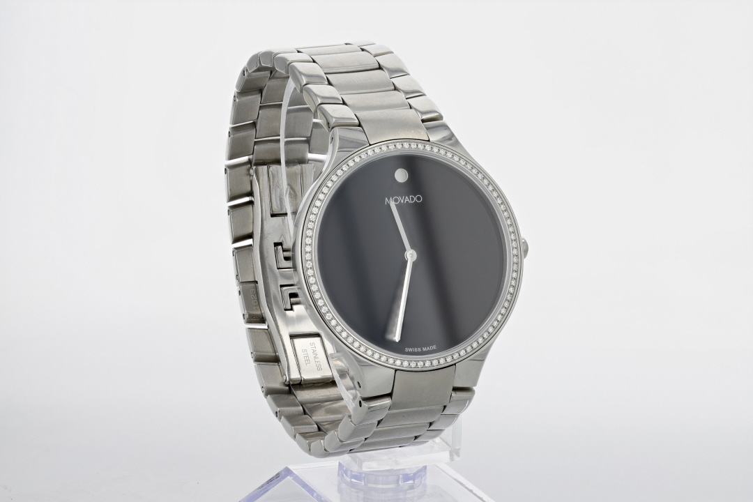 Movado Serio Diamond Accent 40mm Black Dial Quartz Stainless Steel